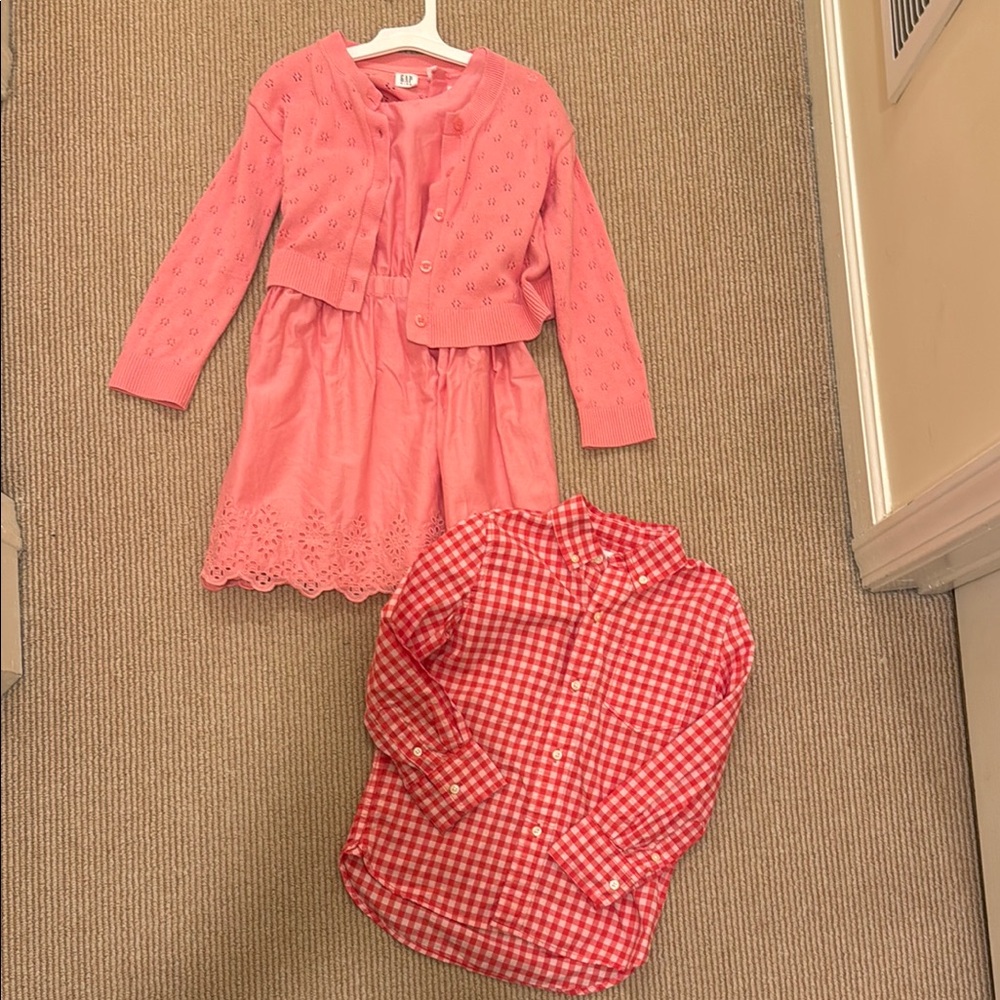 GAP Pink and White Gingham Button Down Shirt & matching dress